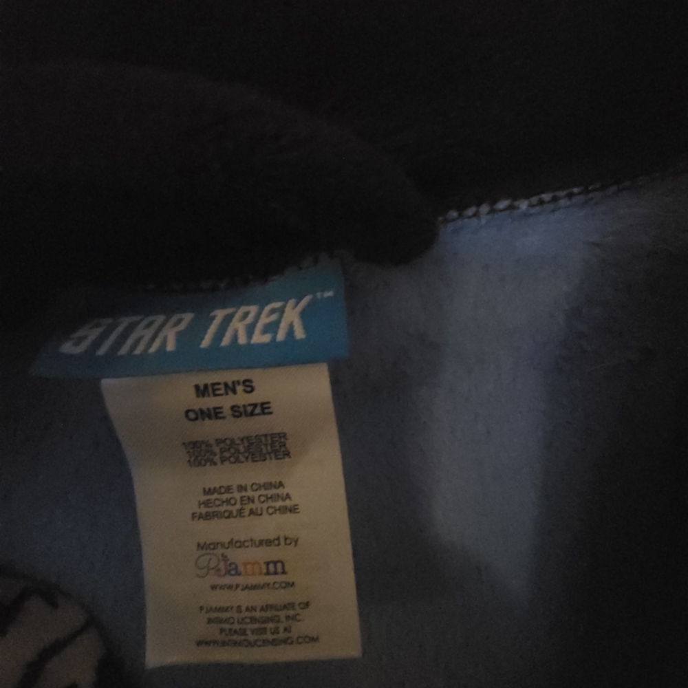 Blue Star Trek Bathrobe with Black Trim "SPOCK" - Picture 6 of 9